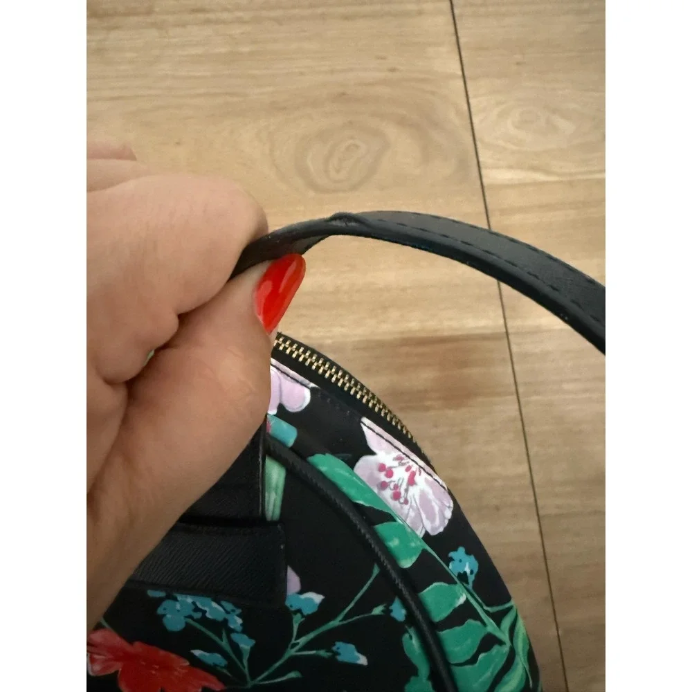 Kate Spade Chelsea Hummingbird Floral Black Nylon Backpack Bag